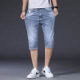 Men Jean Shorts Denim Shorts Men's Summer Thin Men's Pants Stretch Slim Fit Men's Cropped Casual Jeans Men