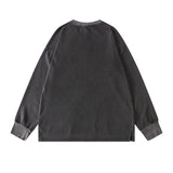 Mens Fall Outfits Big Talker Kanye Washed and Worn Long Sleeve T-shirt Men and Women Loose Hip Hop Couple Sweater