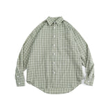 Men Shacket Long Sleeve Autumn Shirt Autumn Checked Shirt Loose Lapel Long Sleeves Shirt Men