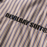 Men Shacket Long Sleeve Autumn Shirt Autumn Loose Fashion Polo Collar Cardigan Casual Striped Shirt for Men