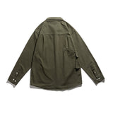 Men Shacket Long Sleeve Autumn Shirt Autumn Contrast Color Triangle Pattern Stitching Casual Shirt