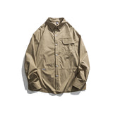 Men Shacket Long Sleeve Autumn Shirt Autumn Casual Polo Collar Workwear Shirt Simple Couple Coat