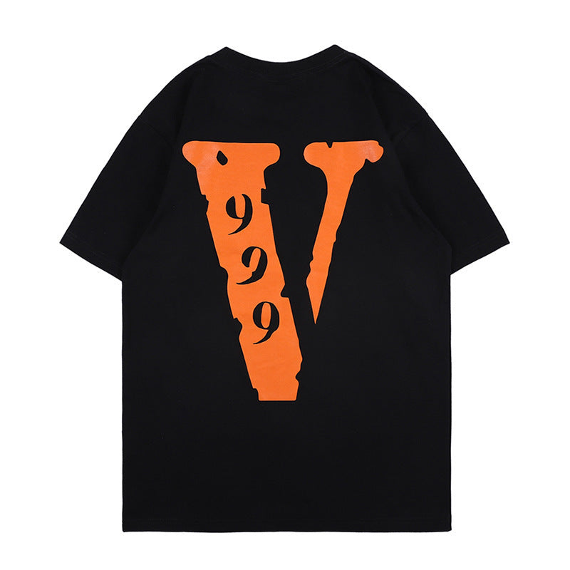 Juice WRLD Vlone Shirt Digital Letter Print Loose Half Sleeve
