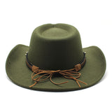 Wester Hats Woolen Jazz Top Hat Men's Ladies' National Style Autumn and Winter Felt Cap Broad-Brimmed Hat