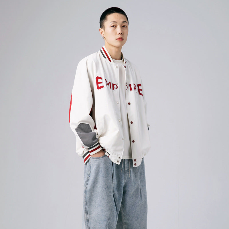 Men's Spring plus Size Retro Sports Baseball Uniform Men's Loose Flower Print Workwear Jacket Men's Casual Jacket Trendy Men's Coat