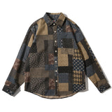 Men Shacket Long Sleeve Autumn Shirt Fall Lapels Loose Plaid Casual Retro Shirt