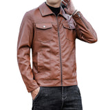 Hand Painted Leather Jackets Fall and Winter Lapels Casual Men's Leather Jacket Jacket Business Zipper Leather Jacket