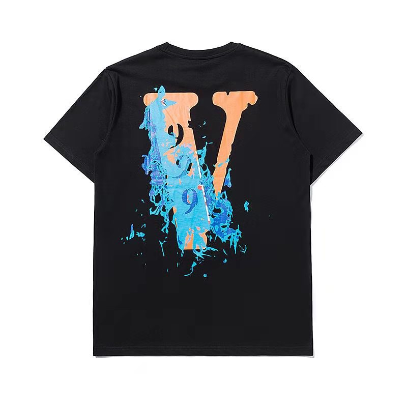 Juice WRLD Vlone Shirt Letter Print Round Neck Loose Half Sleeve