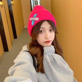 Women Beanies Autumn and Winter Personality Patch Knitted Woolen Cap