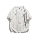 Varsity Shirts for Men Baseball Shirts Short-Sleeved Shirt Men's Summer Casual Street Trend Stripes Letters and Numbers Printed Sports Baseball Shirt