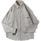 Men Shacket Long Sleeve Autumn Fashion Casual Striped Shirt