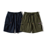 Men Shorts Men's Clothes Summer Wear Vintage Men's Shorts Casual Loose Labeling Five-Point Elastic Overalls