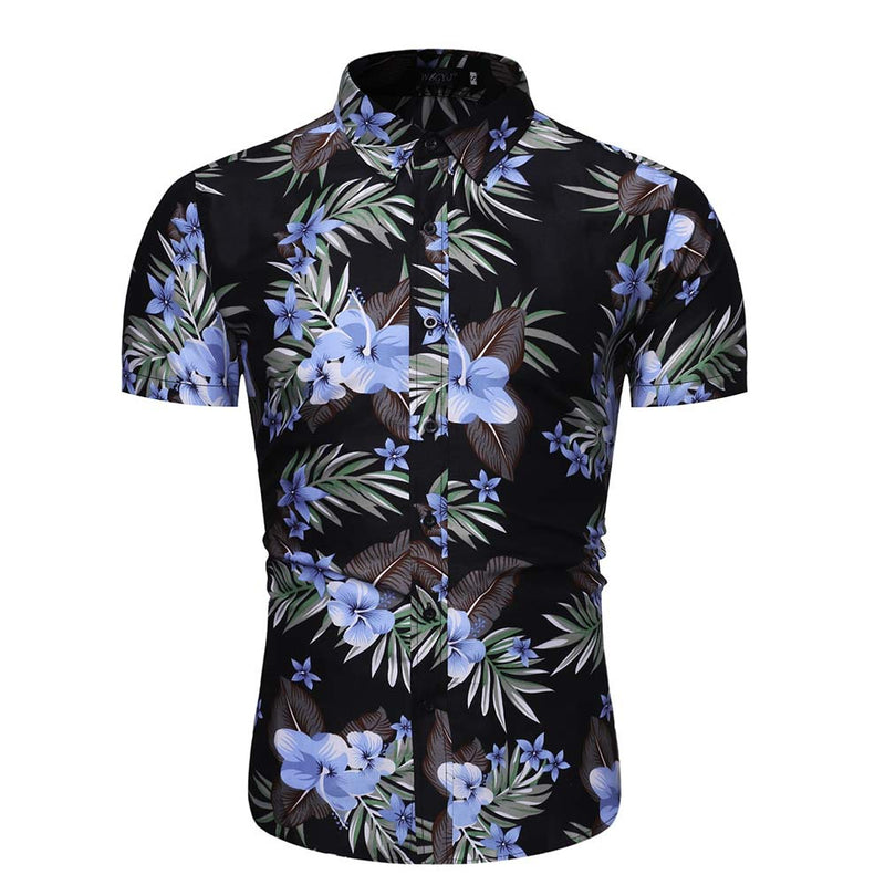 Men's Summer Men's Loose Short Sleeve Shirt Printed Shirt Casual Beach Men's Shirt