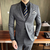 Men Suit Plaid Three-Piece Set