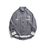 Men Shacket Long Sleeve Autumn Shirt Autumn Letter Print Color Contrast Patchwork Youth Fashion Shirt
