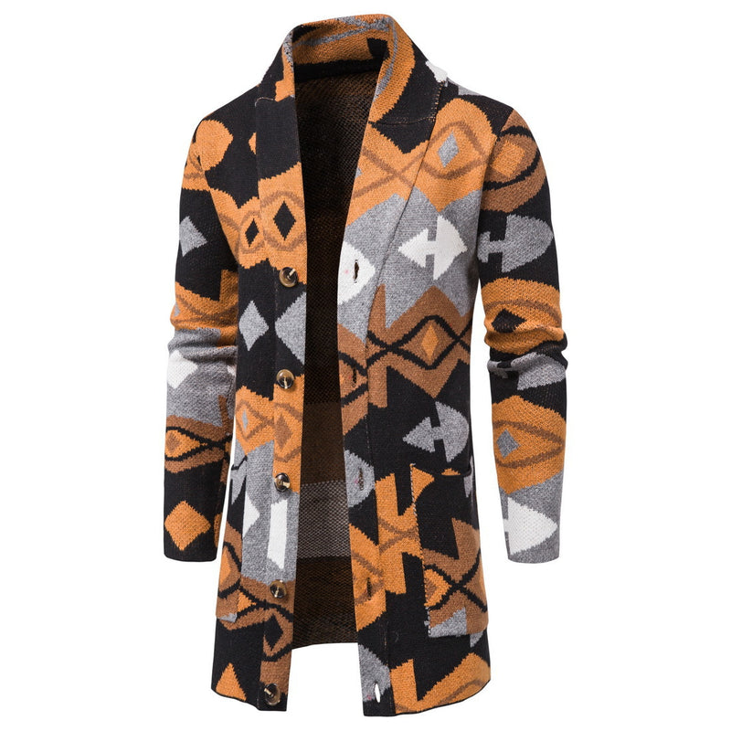 Men's Autumn Men's Knitwear Mid-Length Camouflage Cardigan Sweater Men Winter Outfit