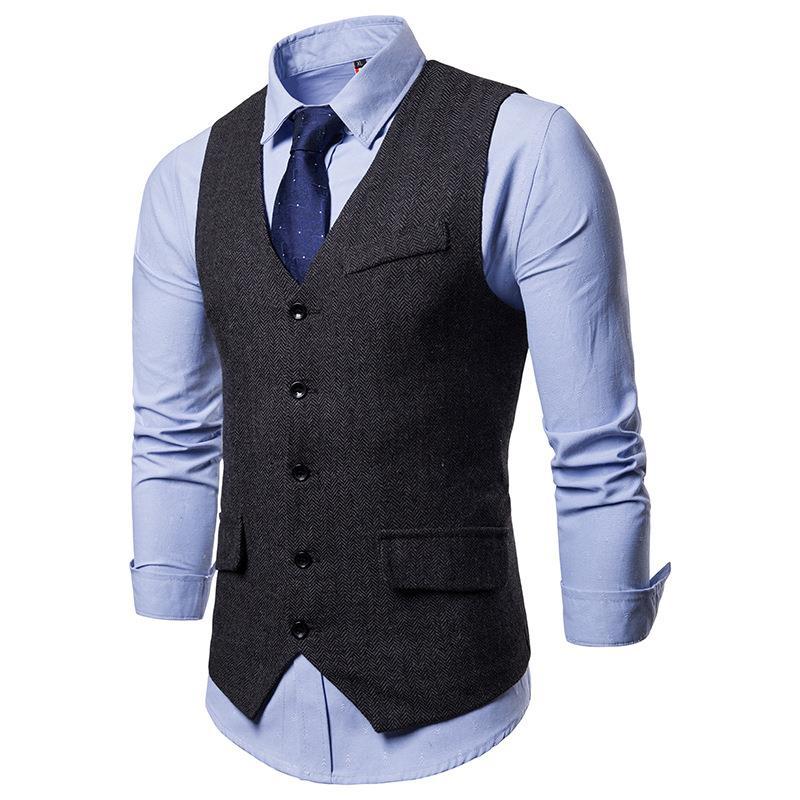 Tuxedo Vests Men Suit Vest Vest Men's Single Row Casual Vest Suit