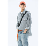 Men Shacket Long Sleeve Autumn Shirt Spring Striped Long Sleeve Shirt Men's Spring Leisure Top