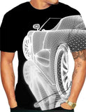 3D T Shirt Top Lapel 3D Road Car