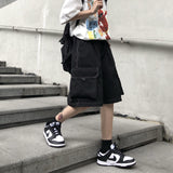Harajuku Clothing Men's Casual Shorts Summer Solid Color Large Workwear with Pocket Men's and Women's Casual Wide-Leg Pants