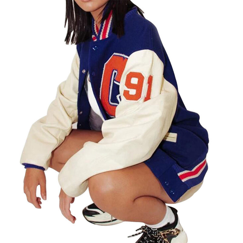 Cheerleader Letterman Jacket Versatile Baseball Uniform