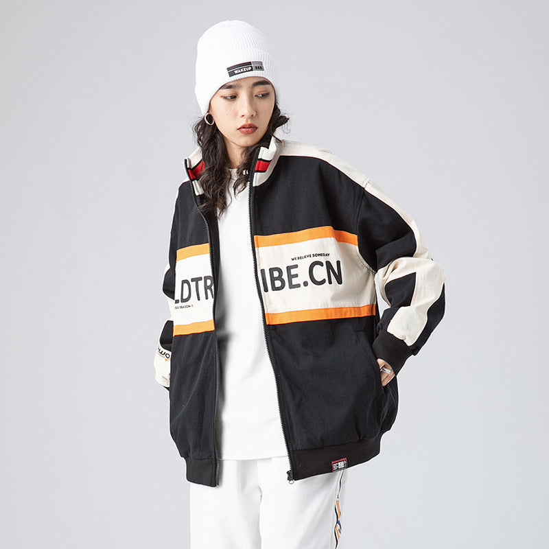 Varsity Men's Spring Retro Baseball Jacket plus Size Sports Retro Trousers Trend Student Stand Collar Workwear Jacket Male Versatile Tops Men Shacket Men Jacket