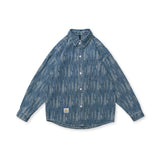 Men Shacket Long Sleeve Autumn Shirt Autumn Jacquard Denim Long Sleeve Loose Shirt Men