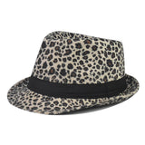 Fedora Hat Leopard Print Woolen Thick Billycock Fedora Hat Fashion British Style Felt Cap