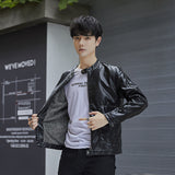 80 'S Leather Jacket Autumn And Winter Round-Neck With Fleece Lining Motorcycle Clothing Leather Jacket Youth Coat Business Men 'S Leather Jacket