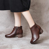 Coachella Ankle Boots Retro Thick Mid Heel Boots