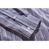 Men Shacket Long Sleeve Autumn Shirt Autumn Vintage Contrast Color Stripes Loose Shirt