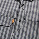 Men Shacket Long Sleeve Autumn Shirt Retro Lapels Long Sleeve Striped Shirt Workwear Shirt Coat for Men