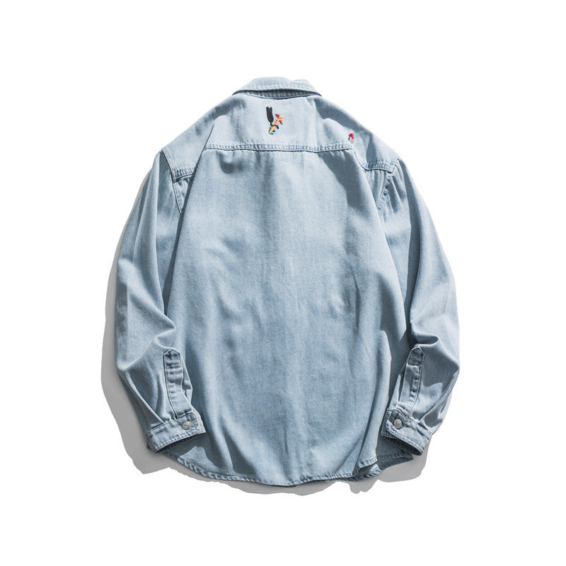 Vintage Denim Jacket Loose Spring Shirt Men's Tops Casual Men Denim Jacket