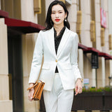 Women Pants Suit Uniform Designs Formal Style Office Lady Bussiness Attire Red Autumn Long Sleeve Suit Coat For Women