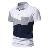 Men Shirt Fashion Slim Fit Shirt Short Sleeve Sleeve Shirt Large Size Casual Top Summer New Men's Fashion Triangle Color Block Short Sleeve Casual Polo Collar T-shirt Polo Shirt