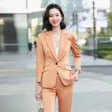 Women Pants Suit Uniform Designs Formal Style Office Lady Bussiness Attire Red Spring and Autumn Fashion Formal Wear Workwear