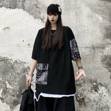 Harajuku Clothing Men's Tshirt Classic Retro Shirts Summer Retro Patchwork Workwear Short Sleeve T-shirt Men and Women