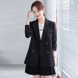 Women Pants Suit Uniform Designs Formal Style Office Lady Bussiness Attire Long Sleeve Coat Spring/Autumn Double Breasted Slim Fit Waist-Controlled Slimming Casual Suit