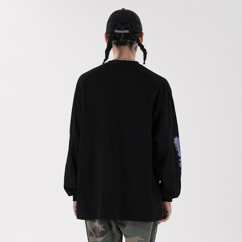 Men Shirts Cartoon Printed Embroidered T-shirt Men's round Neck Hoodie Street Trend Loose Couple T-shirt