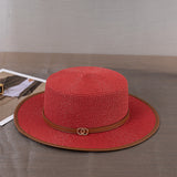Italian Fedora Hats Short Brim Straw Hat Women's Summer Top Hat