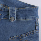 Low Rise Jeans Autumn Low Waist Button Pocket Stitching Trousers Hip Raise Slim Fit Jeans