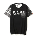 A Ape Print T Shirt Summer Color Block Printing Fashion Short Sleeve T-shirt