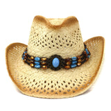 Wester Hats Western Men's Beach Hat Sun Hat Straw Cowboy Hat Women's Big Brim Sun Protection Hat