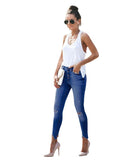 100 Cotton Jeans Women Stretch Denim with Hole Hip Lifting Pants