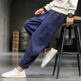 Men Casual Pants plus Size Loose Trousers Summer Men's Loose Cotton and Linen Trousers Men's Lantern plus Size Casual Pants