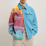 80's Colorful Leather Jacket Autumn and Winter Loose Jacket Men's Fashion Men's Coat Colorful Printed Top