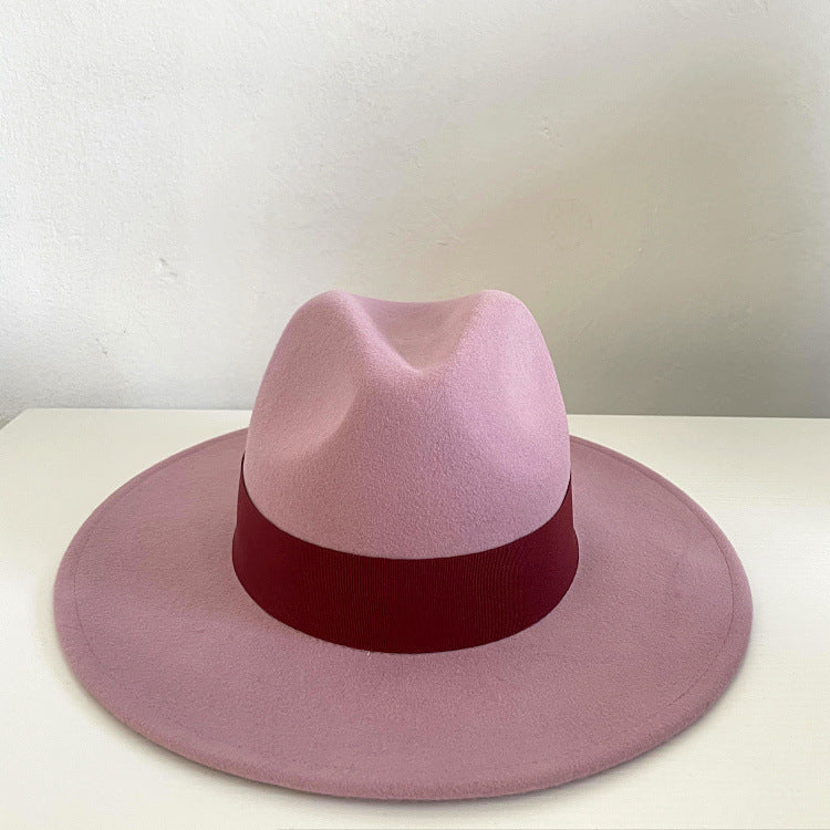 Fedora Hat Autumn and Winter Multi-Color Decoration Delicate Woolen Jazz Top Hat Women