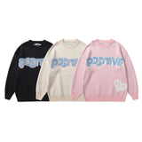 Men Fall Outfits Autumn and Winter Cute Bear Round Neck Pullover Knitted Top