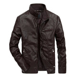 1970 East West Leather Jacket Men's Fall/Winter Slim PU Leather Jacket Casual Men's Coat