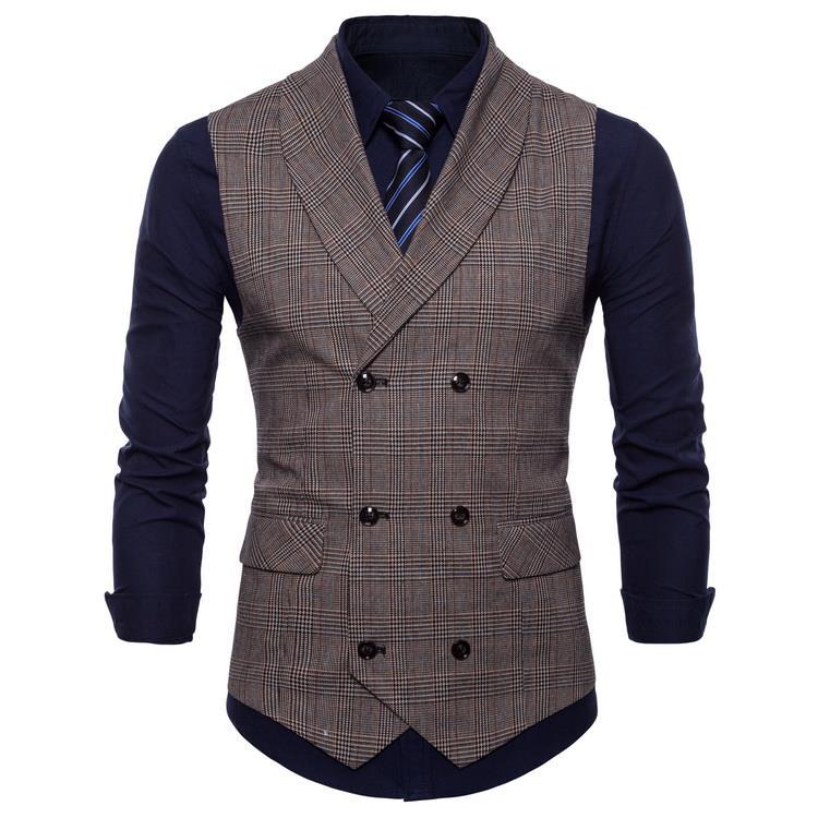 Tuxedo Vests Men Suit Vest Vest Slim Plaid Spring and Autumn Fashion Men's Vest Suit Business